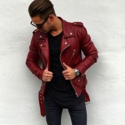 Men's Leather  Mahroon jacket